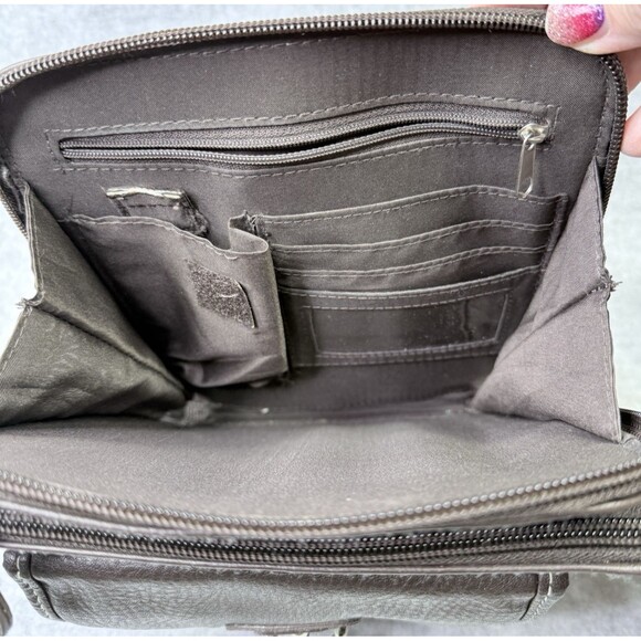 Medium Brown Cross Body Purse with Adjustable Strap Multi Compartments - Picture 6 of 14
